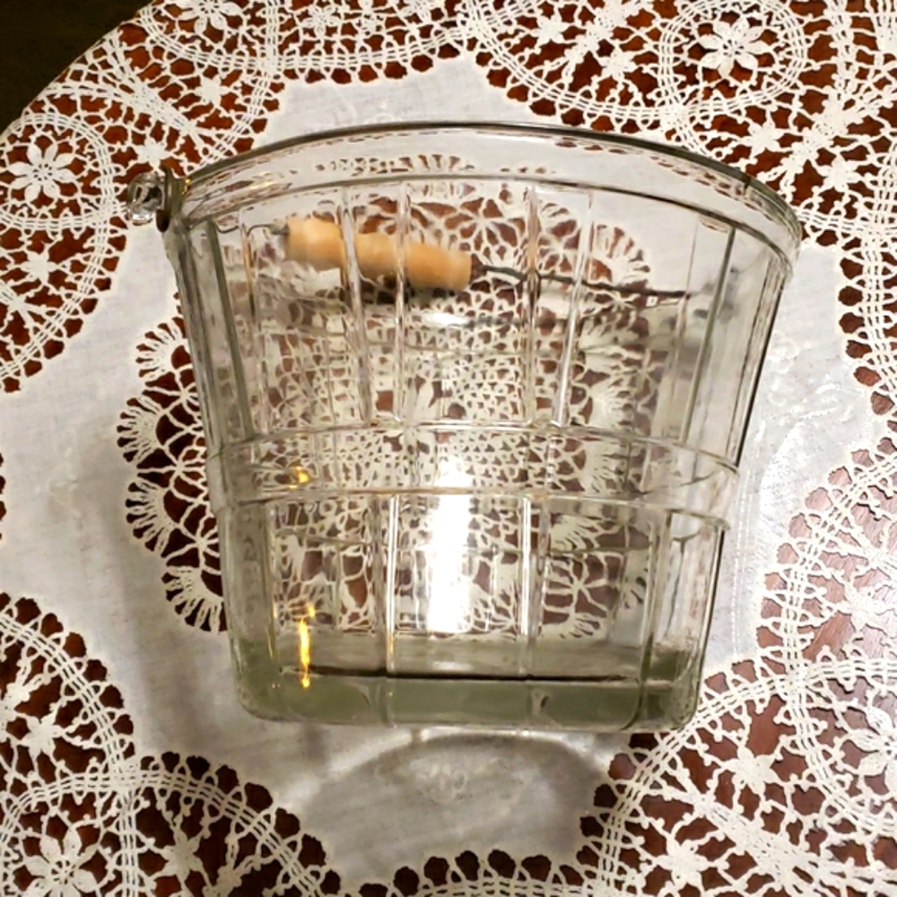 Ice Bucket Vintage Anchor Hocking Clear Glass‎ Bushel Basket - Picture 5 of 10